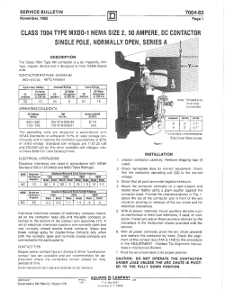 7004-63 Class 7004 Type MXDO1, 50 A DC Mag Contactor, SPNO