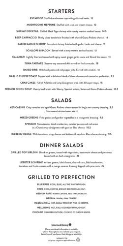 Download full DINNER menu - The Keg Steakhouse + Bar