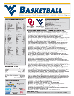 WVU Game Notes - WVUsports.com
