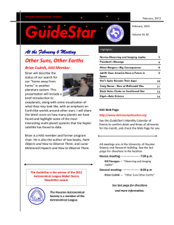 Guidestar: February, 2015 - Houston Astronomical Society