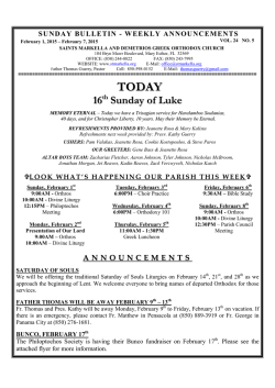 Weekly Bulletin - Saints Markella and Demetrios Greek Orthodox