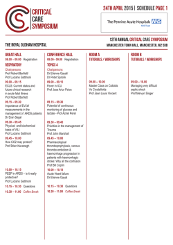 Programme 24 April 2015 - Critical Care Symposium