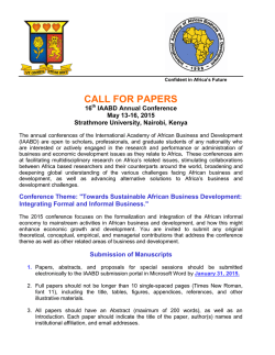 CALL FOR PAPERS - 2015 IAABD Conference in Nairobi