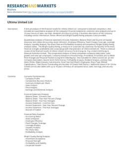 Ultima United Ltd - Research and Markets
