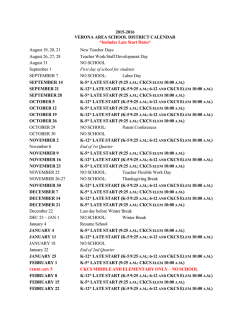 VASD 2015/1016 School Calendar (including late starts)