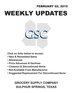 WEEKLY UPDATES - Grocery Supply Company