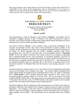 PROFIT ALERT This announcement is made by Shangri