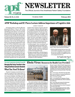 NEWSLETTER - Anesthesia Patient Safety Foundation