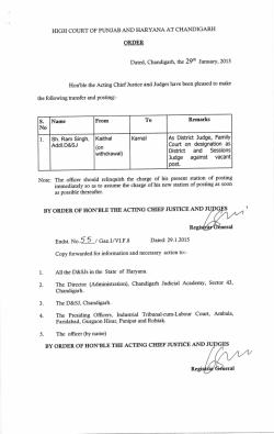 Transfer and Posting order dated 29.01.2015 of HSJS