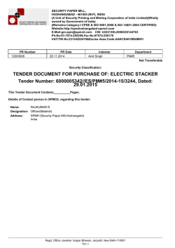 TENDER DOCUMENT FOR PURCHASE OF: ELECTRIC
