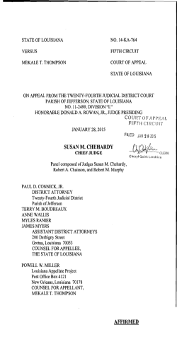 SUSAN M. CHEHARDY AFFIRMED - Fifth Circuit Court of Appeal