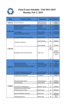 Final Exam Schedule / Fall 2014