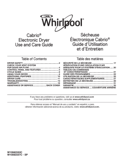 Cabrio® Electronic Dryer Use and Care Guide