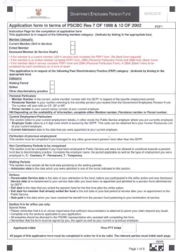 Application Form in Terms of PSCBC Res 7 of 1998 and 12 of 2002