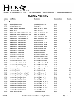 Inventory Availability - Hicks Commercial Sales