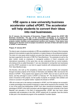 VŠE opens a new university business accelerator called xPORT