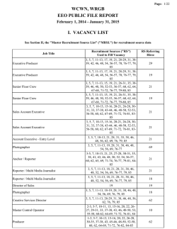 WCWN, WRGB EEO PUBLIC FILE REPORT I