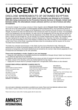 URGENT ACTION - Amnesty International