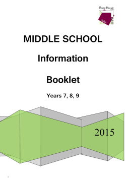 2015 MIDDLE SCHOOL Information Booklet