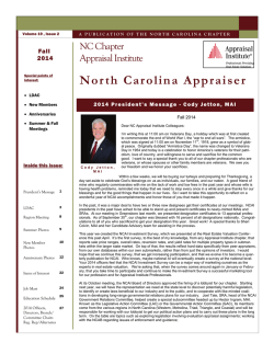 NEW** Fall 2014 Newsletter - North Carolina Chapter of the