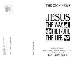 THE ZION NEWS - Zion Evangelical Lutheran Church