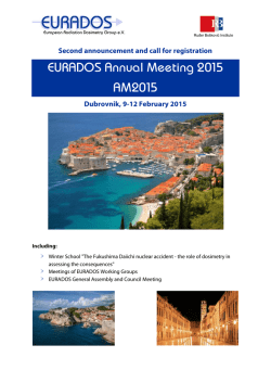 EURADOS annual meeting 2015 - 2nd announcement available