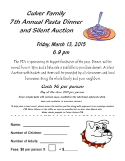PTA 7th Annual Pasta Dinner