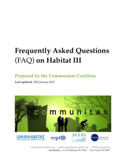 (FAQ) on Habitat III - Communitas Coalition