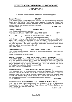 HEREFORDSHIRE AREA WALKS PROGRAMME February 2015