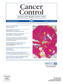 Transfusion Medicine - Moffitt Cancer Center