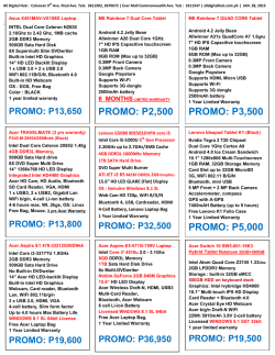 Laptop, Notebook, and Tablets Pricelist