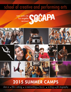 2015 SUMMER CAMPS - School of Cinema and Performing Arts