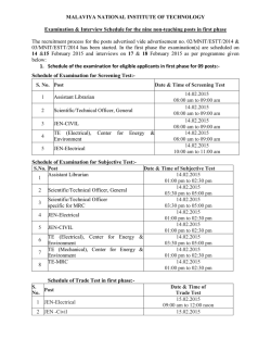 schedule [Phase-I] - Malaviya National Institute of Technology