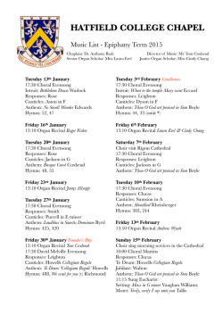 Hatfield College Chapel - Music List Epiphany Term 2015