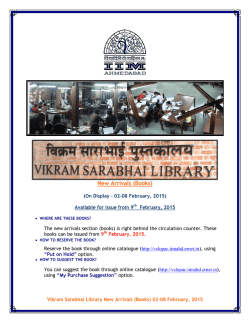 New Arrivals (Books) - Vikram Sarabhai Library