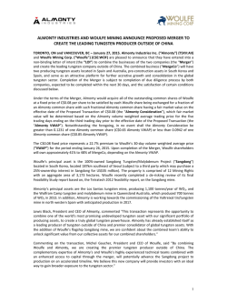 woulfe mining announce proposed merger
