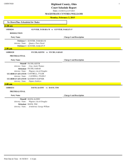 Highland County, Ohio Court Schedule Report