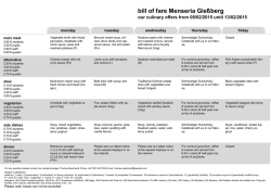 bill of fare Menseria Gie&szlig;berg
