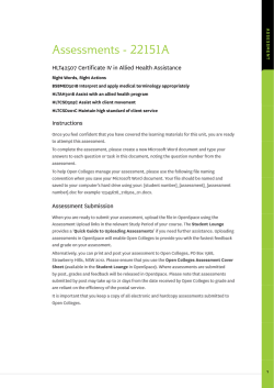 Assessments - 22151A - OpenSpace