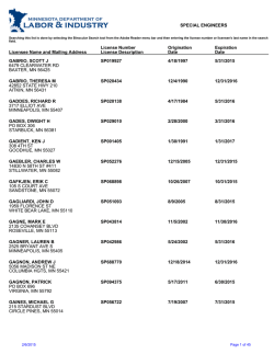 SPECIAL ENGINEERS Licensee Name and Mailing Address