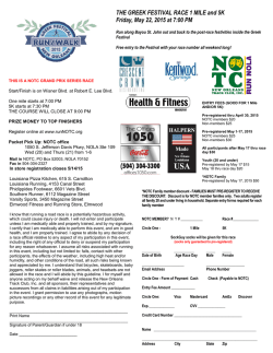 THE GREEK FESTIVAL RACE 1 MILE and 5K Friday, May 22, 2015