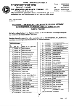 Madhya Pradesh - The New India Assurance Co. Ltd.