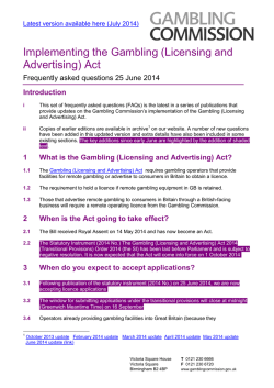 Implementing the Gambling (Licensing and Advertising) Act