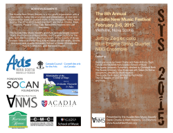 The 8th Annual Acadia New Music Festival February 2–6, 2015