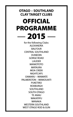 2015 Otago/Southland Programme