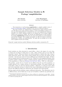 Sample Selection Models in R: Package sampleSelection