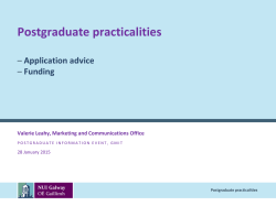 Postgraduate practicalities