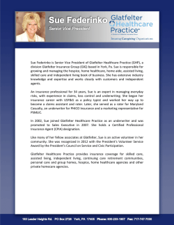 Sue Federinko is Senior Vice President of Glatfelter Healthcare
