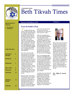 Beth Tikvah Times - Congregation Beth Tikvah