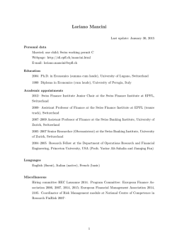 Curriculum Vitae - Swiss Finance Institute | EPFL